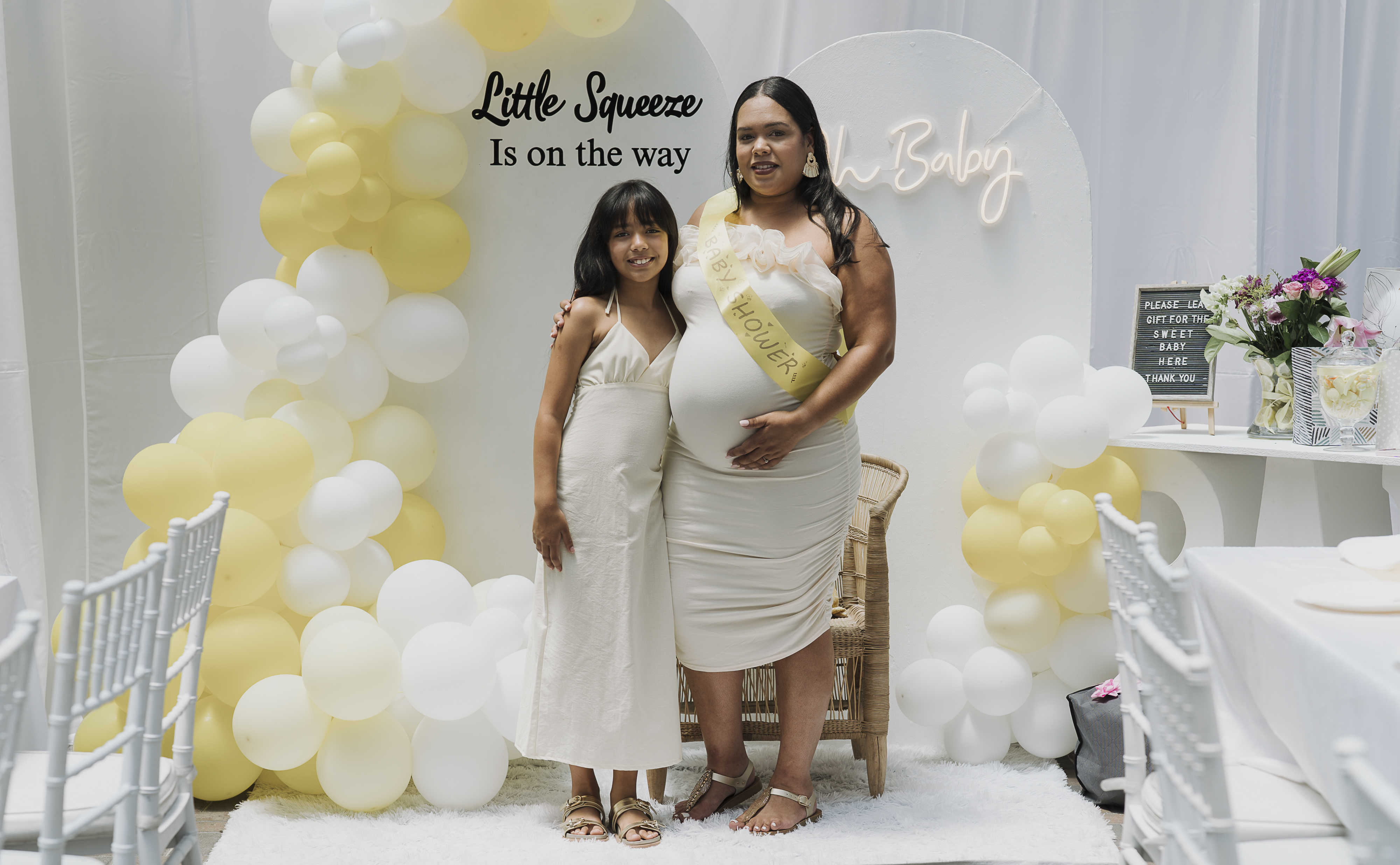 Mother and daughter at the baby shower