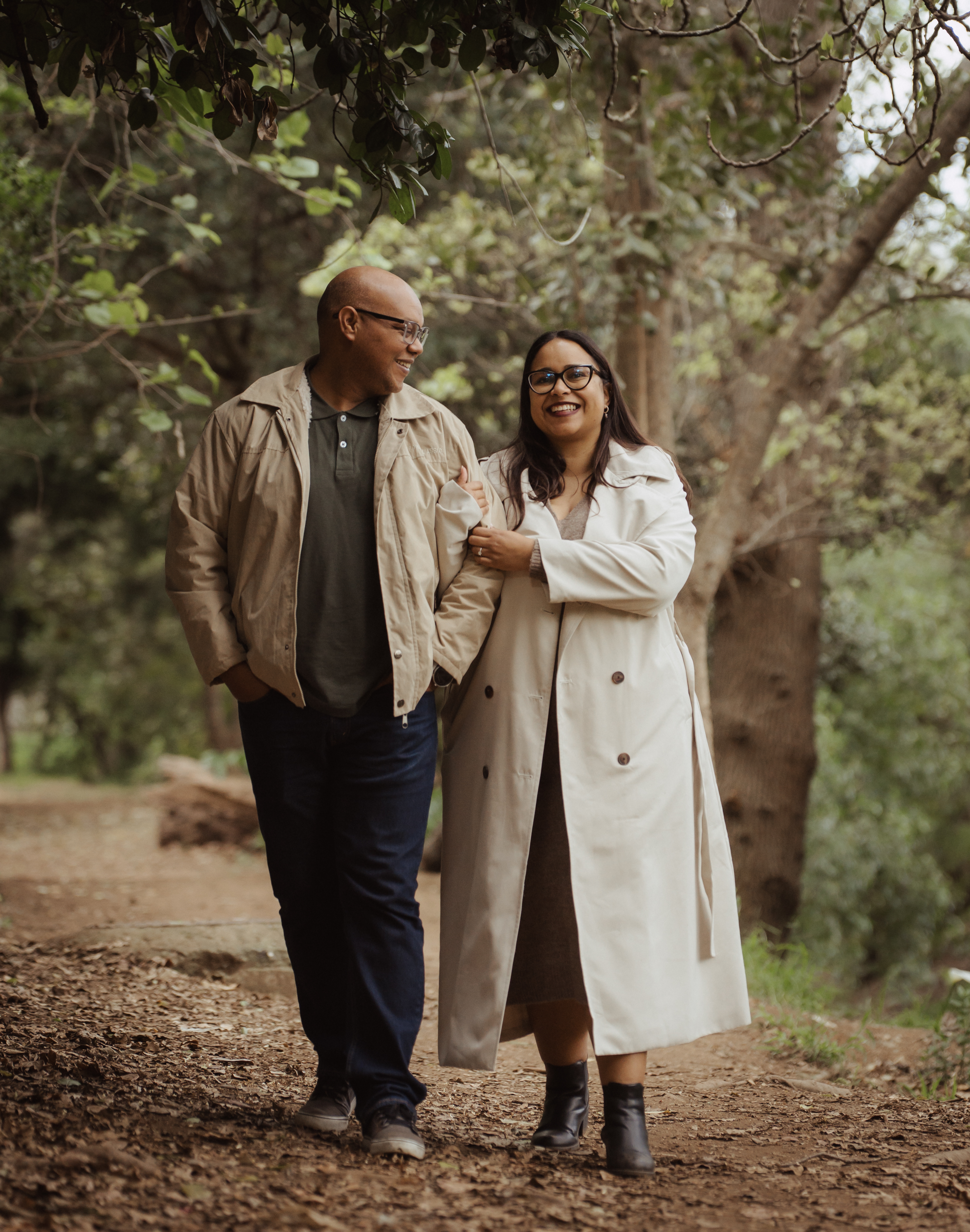 A couple walking together outdoors