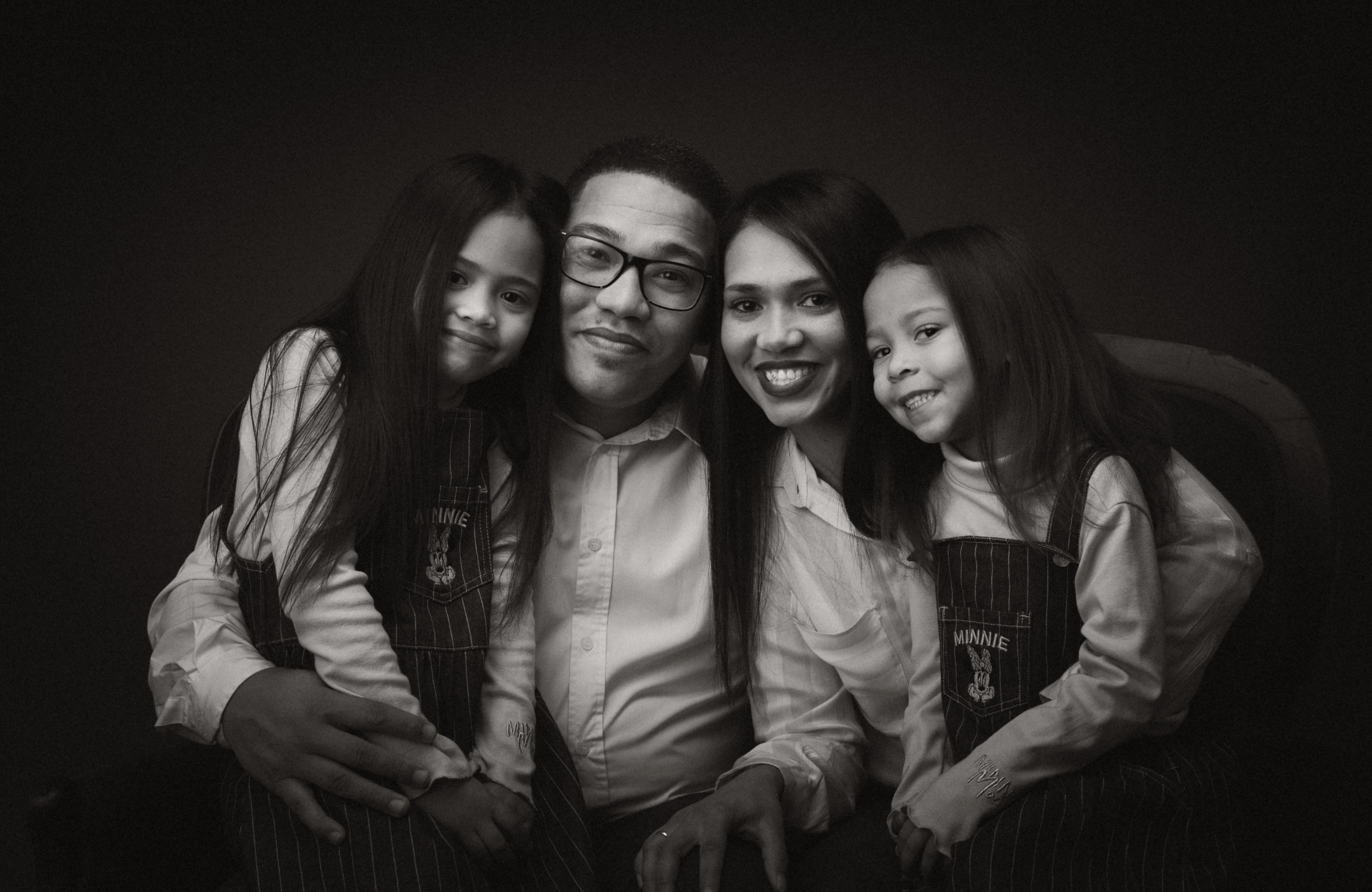 Black and white family portrait