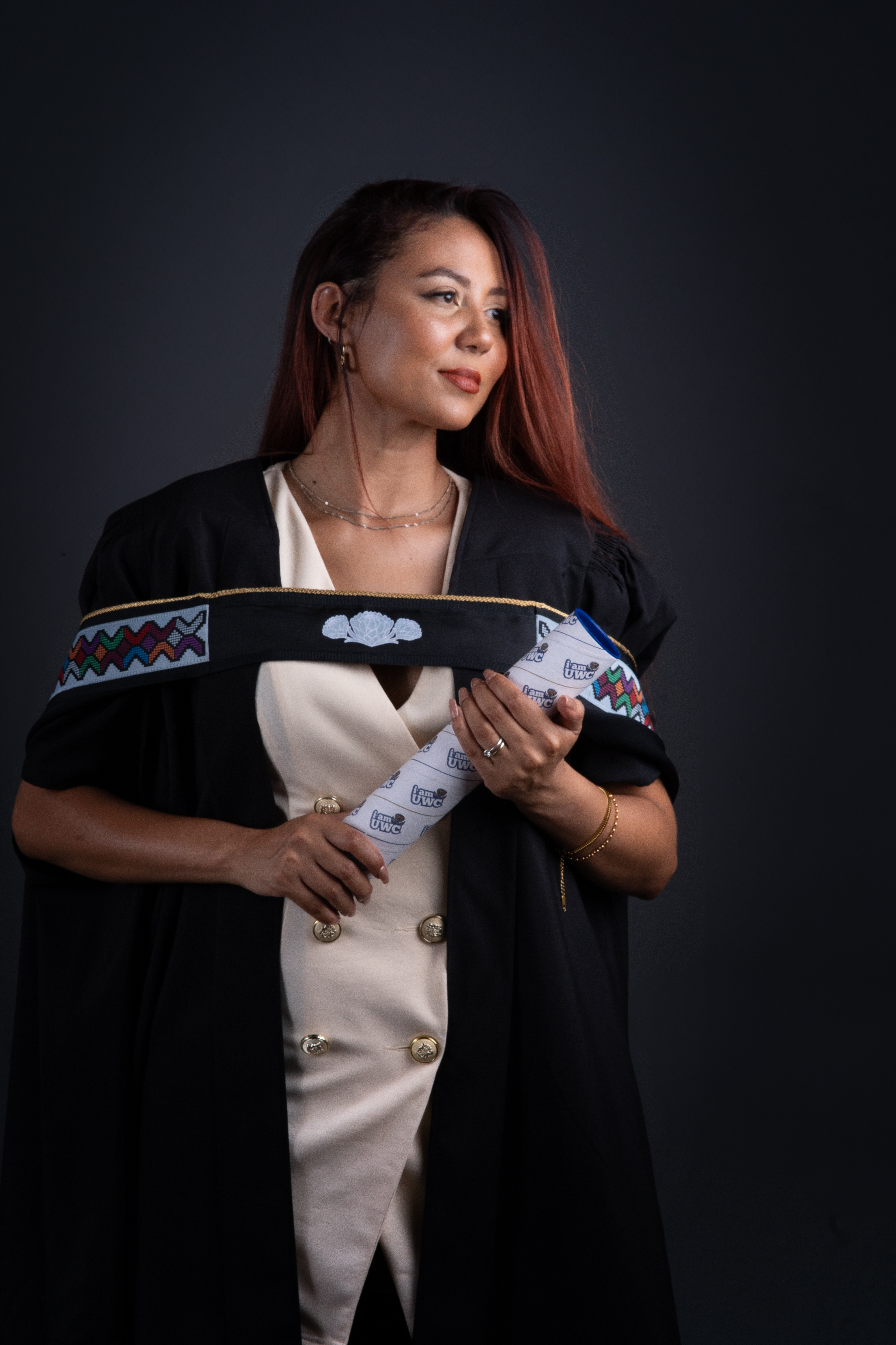 Graduation gown portrait