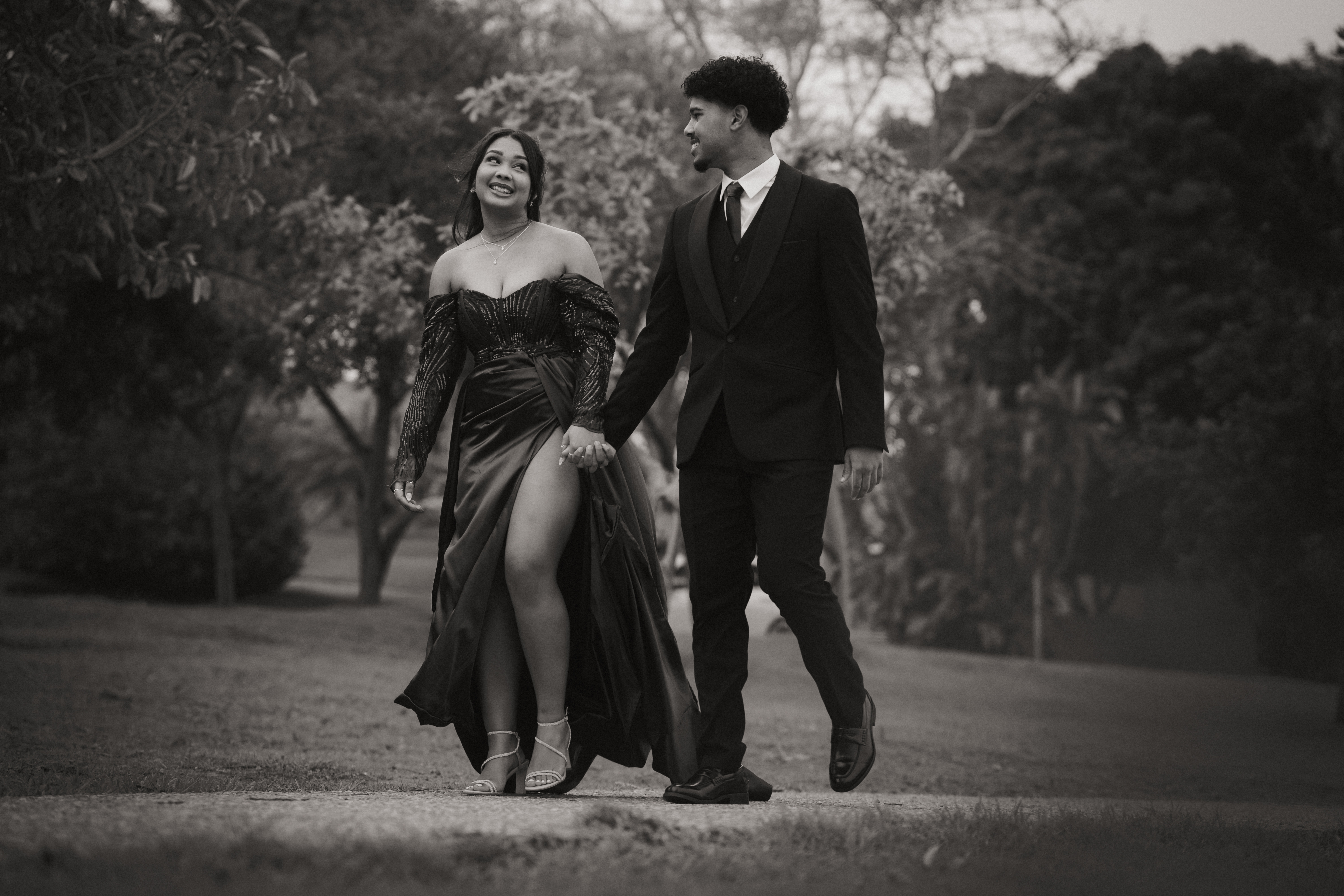 Couple walking at Matric Ball