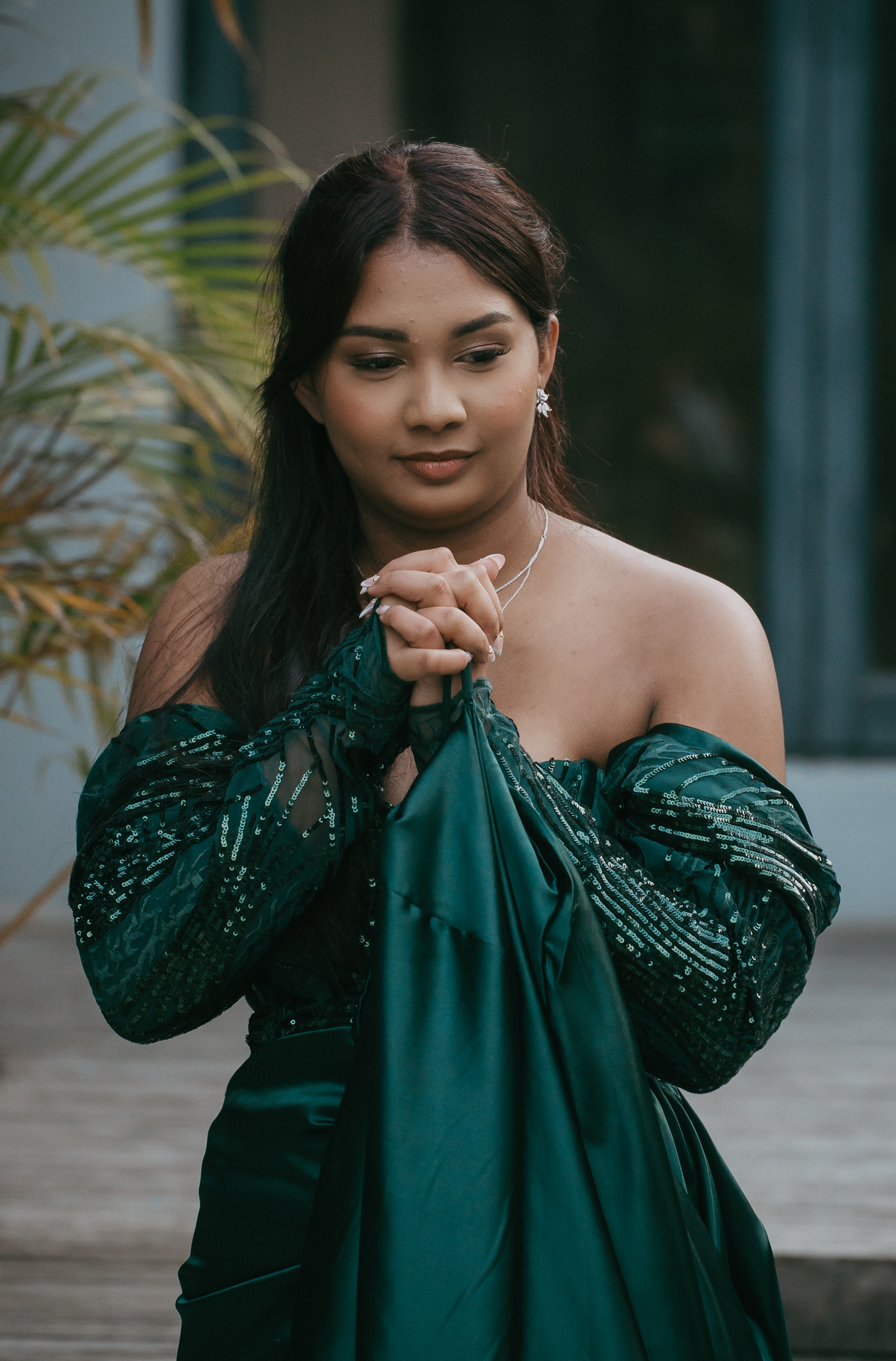 Teal dress Matric Ball portrait