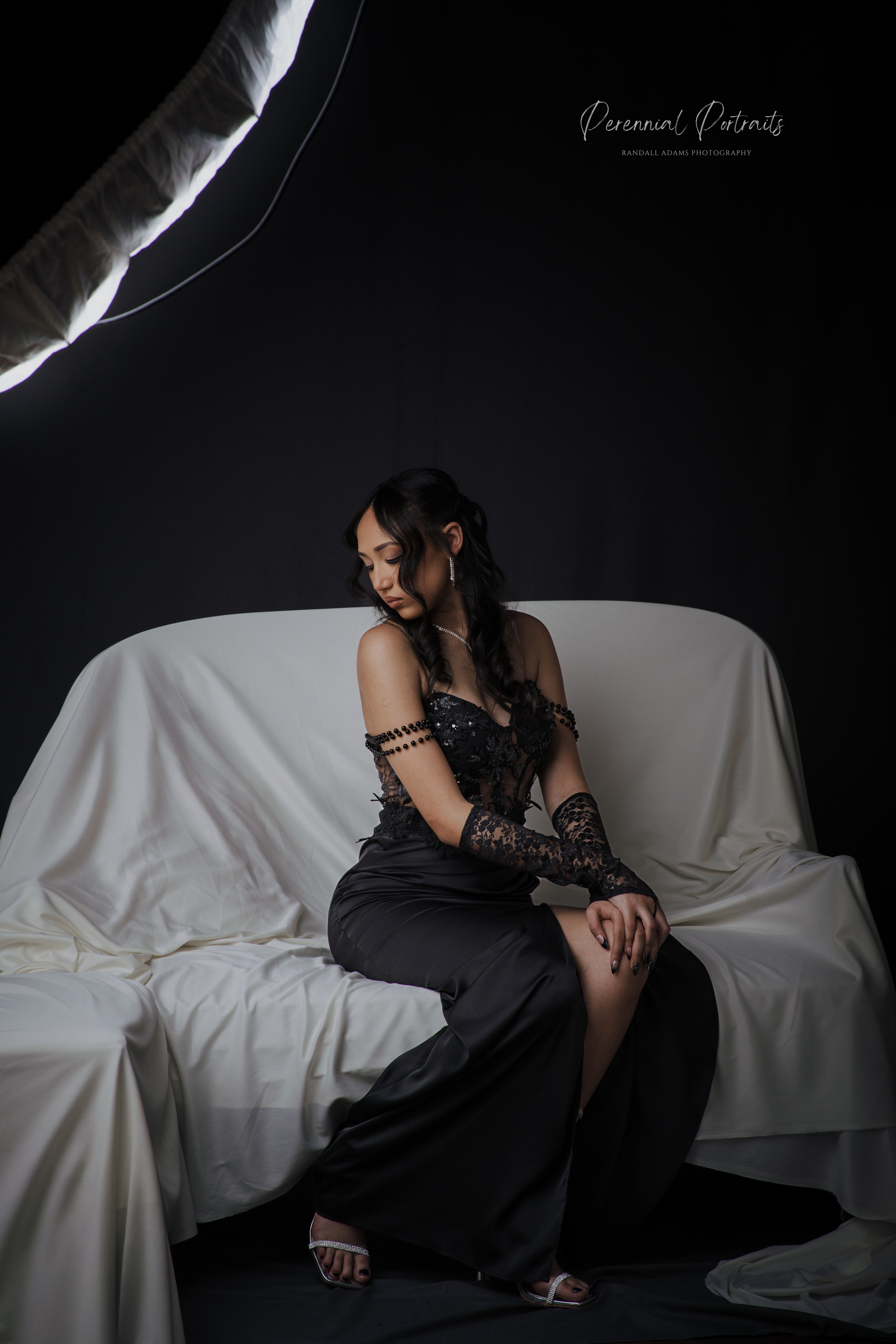 Black dress studio portrait