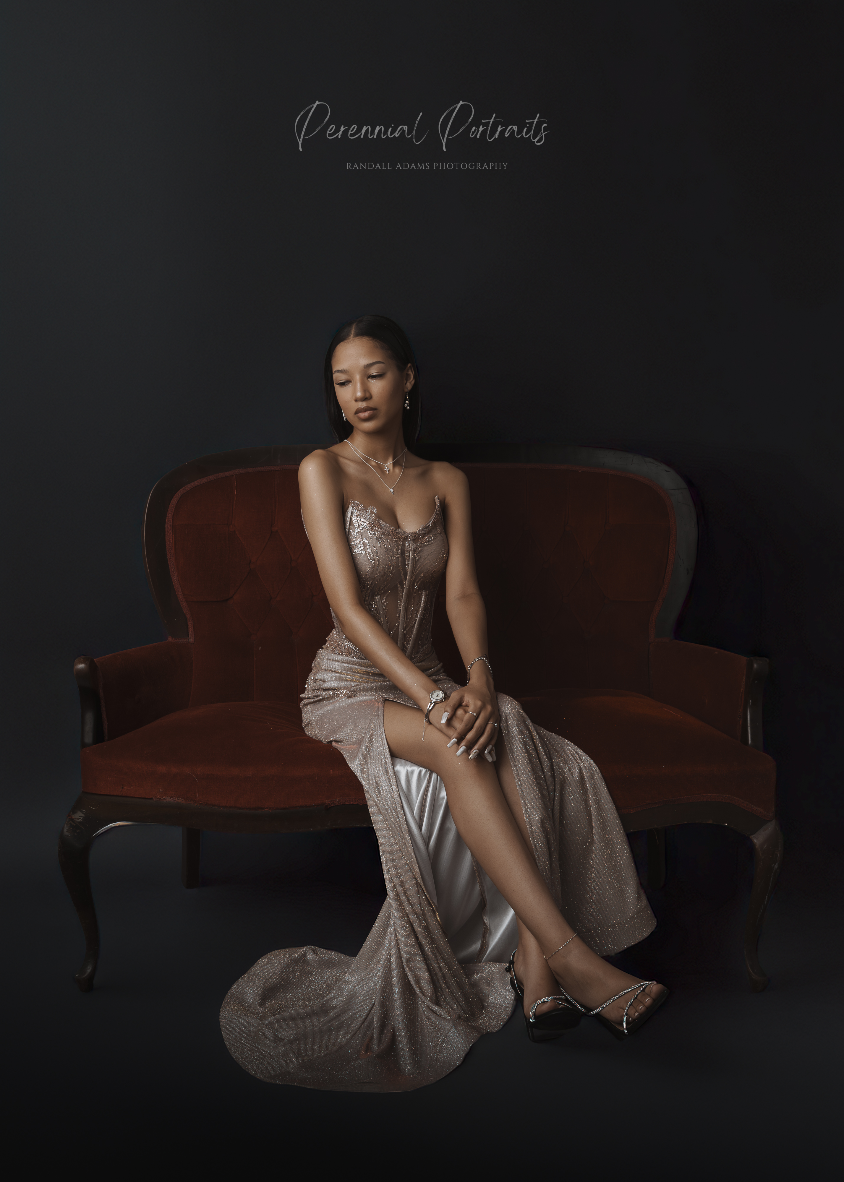 Champagne dress on the sofa