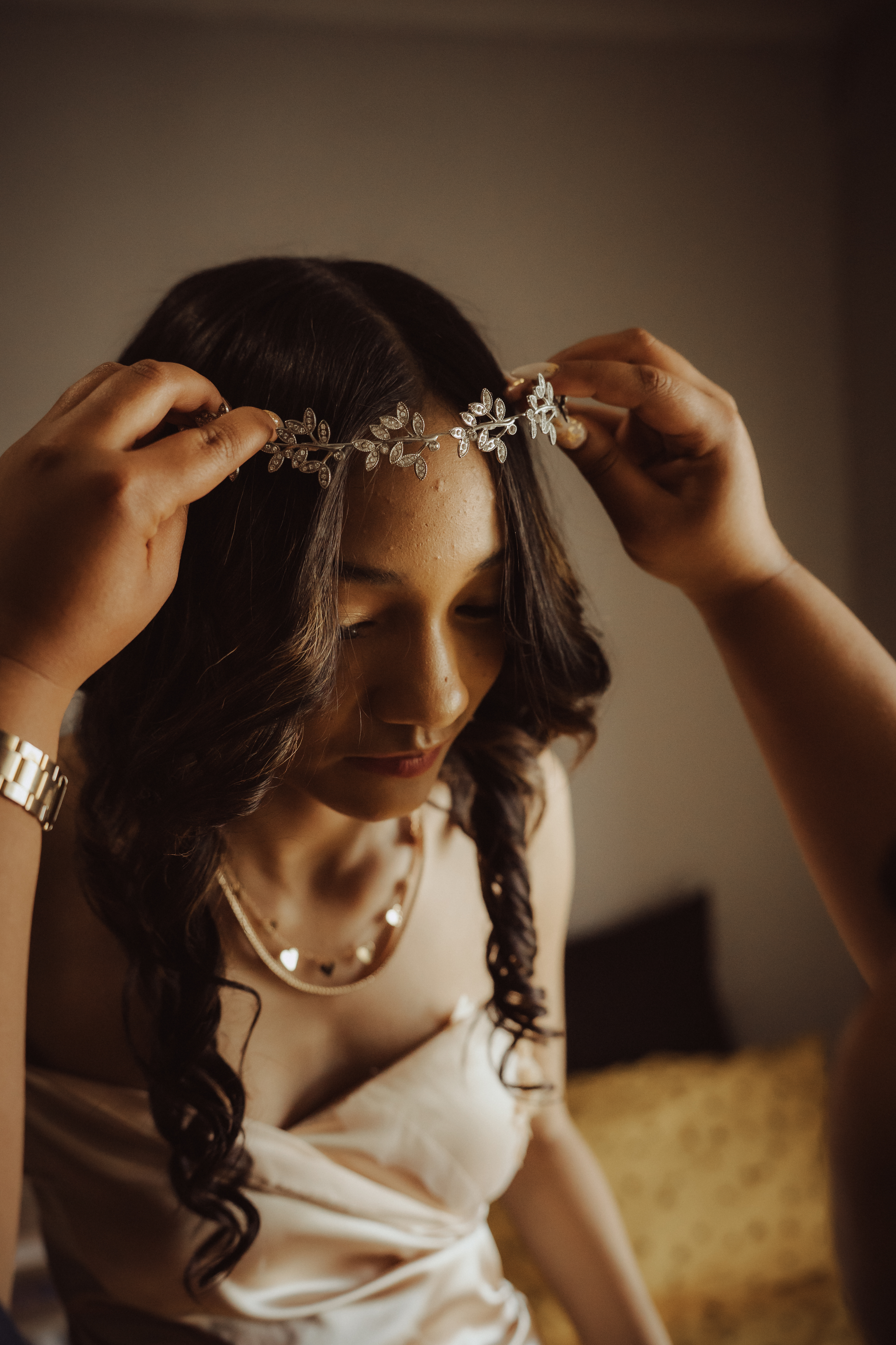Champagne dress with tiara